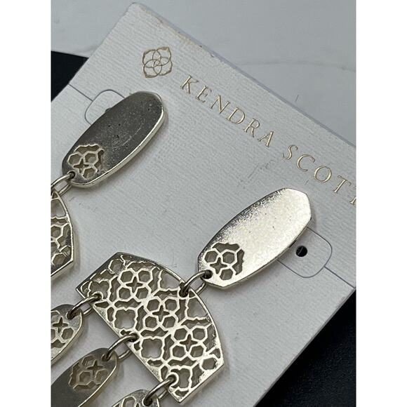 Kendra Scott Emmet Matte Gold Plated Filigree Dangle Earrings New - Picture 13 of 16